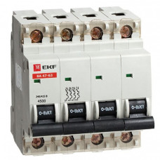 Автоматический выключатель ВА 47-63, 4P 0,5А (C) 4,5kA EKF | mcb4763-4-0.5C | EKF