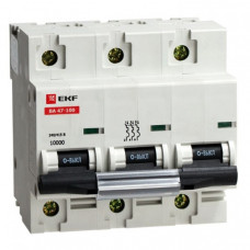 Автоматический выключатель ВА 47-100, 3P 40А (D) 10kA EKF | mcb47100-3-40D | EKF