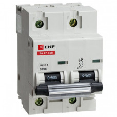 Автоматический выключатель ВА 47-100, 2P 32А (D) 10kA EKF | mcb47100-2-32D | EKF