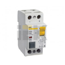 Выключатель дифференциальный (УЗО) ВД1-63 2п 50А 100мА тип AC | MDV10-2-050-100 | IEK