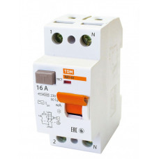 Выключатель дифференциальный (УЗО) ВД1-63 2п 16А 10мА тип AC | SQ0203-0002 | TDM