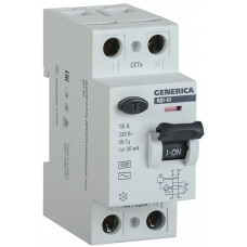 Выключатель дифференциальный (УЗО) ВД1-63 2п 16А 30мА тип AC GENERICA | MDV15-2-016-030 | IEK