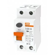 Выключатель дифференциальный (УЗО) ВД1-63 2п 100А 30мА тип AC | SQ0203-0025 | TDM