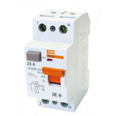 Выключатель дифференциальный (УЗО) ВД1-63 2п 25А 10мА тип AC | SQ0203-0006 | TDM