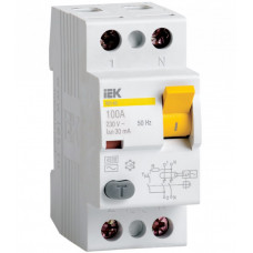 Выключатель дифференциальный (УЗО) ВД1-63 2п 16А 30мА тип A | MDV11-2-016-030 | IEK