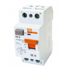Выключатель дифференциальный (УЗО) ВД1-63 2п 40А 100мА тип AC | SQ0203-0011 | TDM