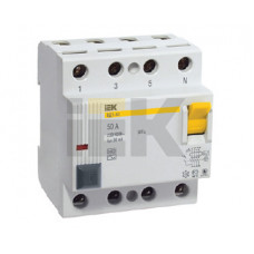 Выключатель дифференциальный (УЗО) ВД1-63 4п 63А 100мА тип AC | MDV10-4-063-100 | IEK