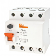 Выключатель дифференциальный (УЗО) ВД1-63 4п 100А 300мА тип AC | SQ0203-0049 | TDM