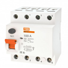 Выключатель дифференциальный (УЗО) ВД1-63 4п 100А 100мА тип AC | SQ0203-0048 | TDM