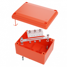 Коробка пластиковая FS с гладкими стенками и клеммниками IP56,150х110х70мм,4р, 450V,20A,10мм.кв, нерж.контакт | FSK20410 | DKC